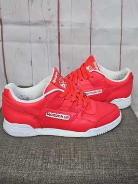 Reebok Classic Red Leather Low-Top Sneakers with White Sole